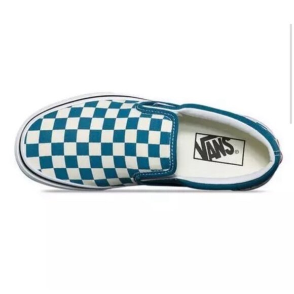 Vans classic slip on checkerboard blue white sneaker shoes casual canvas 7.5 new - Picture 1 of 5